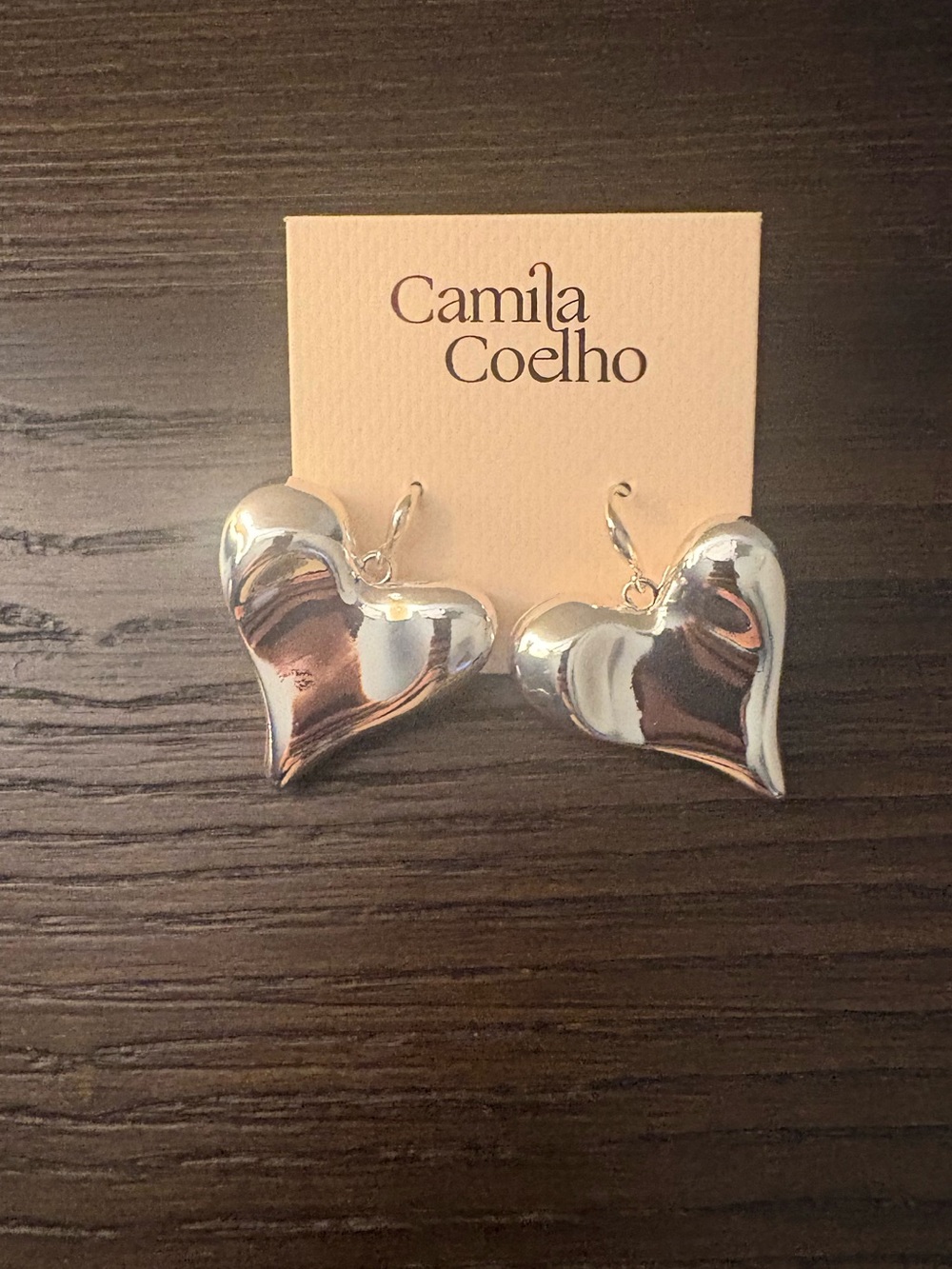 NEW Camila Coelho Silver Heart Earrings